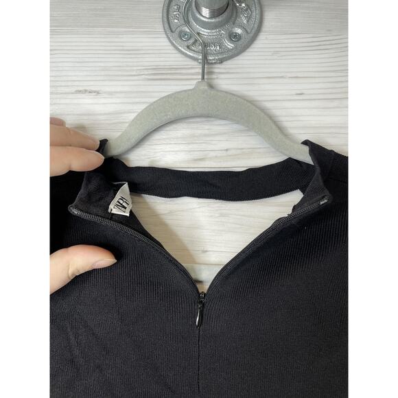 Zara Dress Womens Large Black Cutout Long Sleeve Ribbed Knit Bodycon Mini - Picture 9 of 9